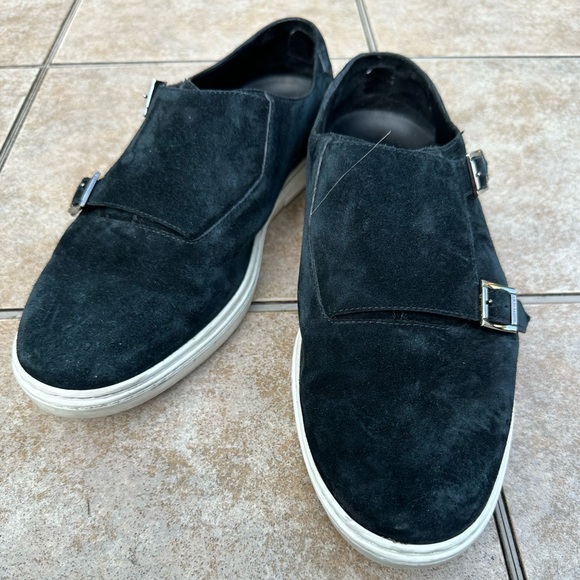Jimmy Choo Double Monk Suede Leather Sneakers